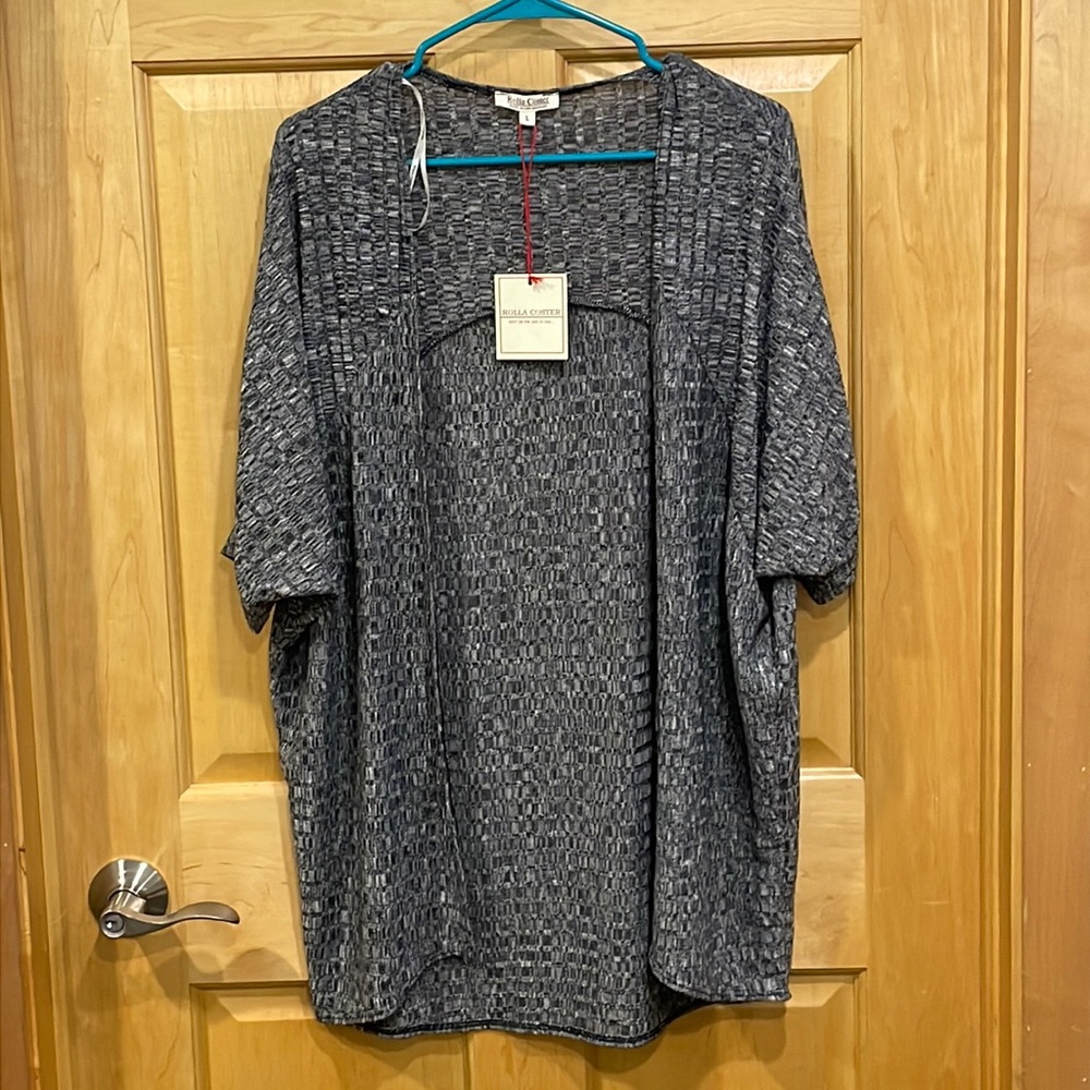 Rolla coster open front gray cardigan shirt sleeve size L
